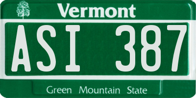 VT license plate ASI387