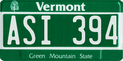 VT license plate ASI394
