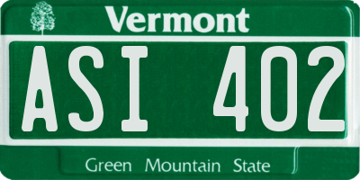 VT license plate ASI402