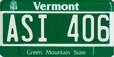 VT license plate ASI406