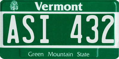 VT license plate ASI432
