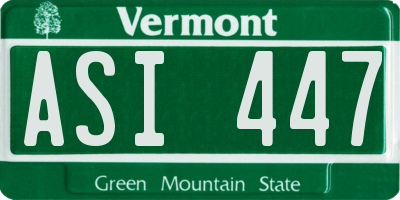 VT license plate ASI447