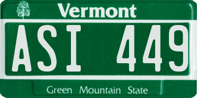 VT license plate ASI449
