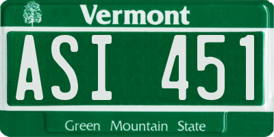 VT license plate ASI451