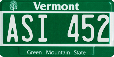 VT license plate ASI452