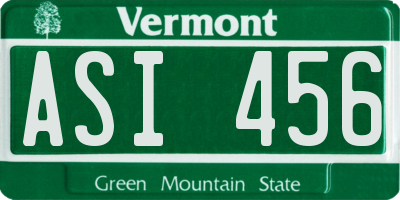 VT license plate ASI456
