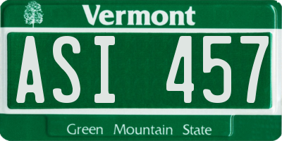 VT license plate ASI457