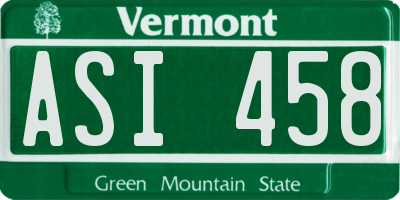 VT license plate ASI458