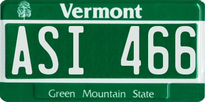 VT license plate ASI466