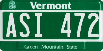 VT license plate ASI472