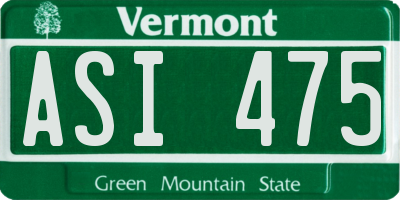 VT license plate ASI475