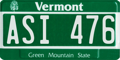 VT license plate ASI476