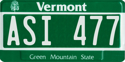 VT license plate ASI477