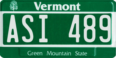 VT license plate ASI489