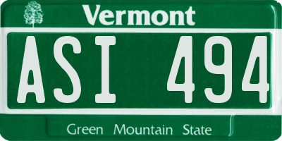 VT license plate ASI494