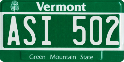 VT license plate ASI502