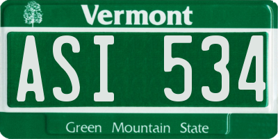 VT license plate ASI534