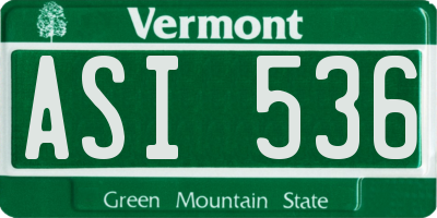 VT license plate ASI536