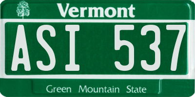 VT license plate ASI537
