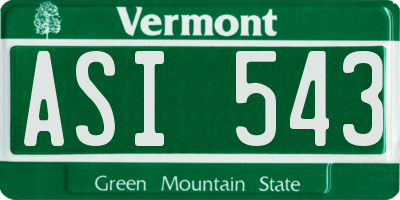 VT license plate ASI543