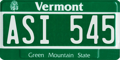 VT license plate ASI545