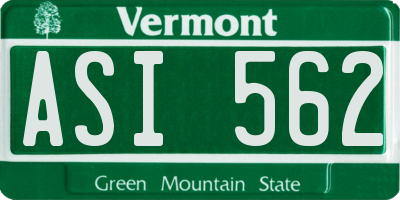 VT license plate ASI562