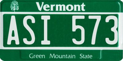 VT license plate ASI573