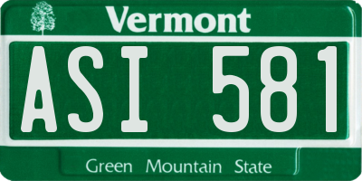 VT license plate ASI581