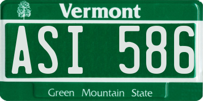 VT license plate ASI586