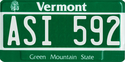 VT license plate ASI592