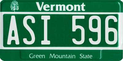 VT license plate ASI596