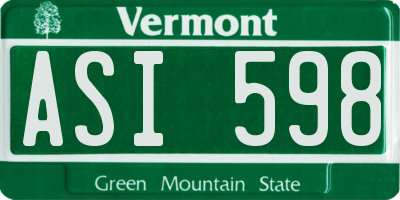VT license plate ASI598