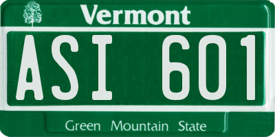 VT license plate ASI601