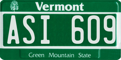 VT license plate ASI609