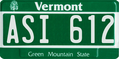 VT license plate ASI612