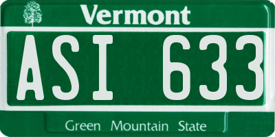 VT license plate ASI633
