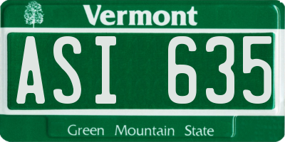 VT license plate ASI635