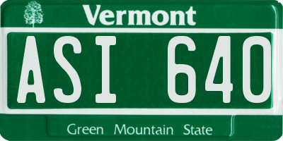 VT license plate ASI640