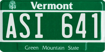 VT license plate ASI641
