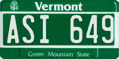 VT license plate ASI649