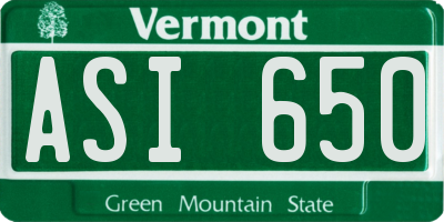 VT license plate ASI650