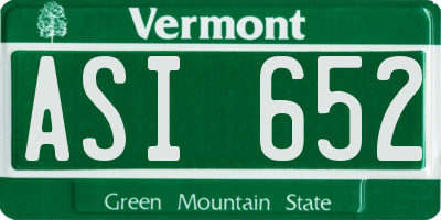 VT license plate ASI652