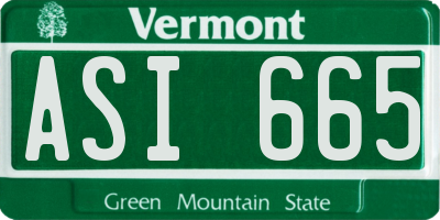 VT license plate ASI665