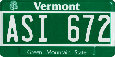 VT license plate ASI672