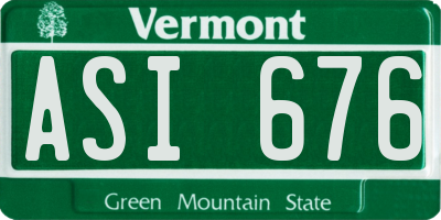 VT license plate ASI676