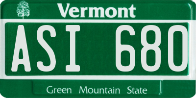 VT license plate ASI680