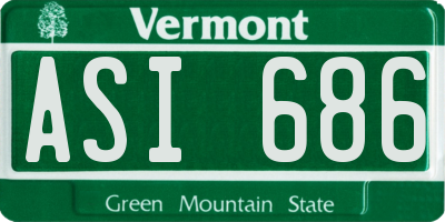 VT license plate ASI686