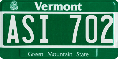VT license plate ASI702