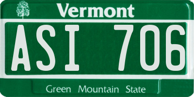 VT license plate ASI706