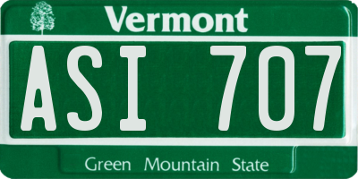 VT license plate ASI707